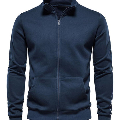 Men's Full-Zip Hooded Jacket - Thermal Zip-Up Sweater Coat, Full-Length Zipper Closure, Machine Washable Winter Outerwear for Cold Weather, Gym, Office & Everyday - Black Formal & casual Outer Jacket for Men, Winter Hoodies f