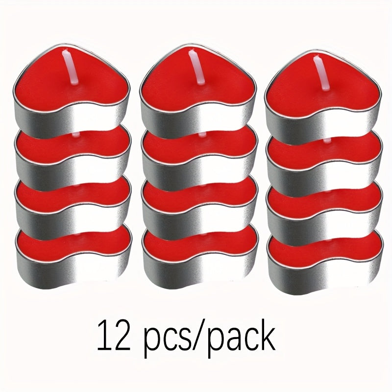 12/50/150/300pcs Heart-Shaped Candles - Red & Golden Glow, Long-Lasting Burn Time, Perfect for Valentine'S Day, Wedding, Birthday, Christmas, Halloween, Thanksgiving Decorations - Bulk Candle Set, Candles For Wedding, Holiday