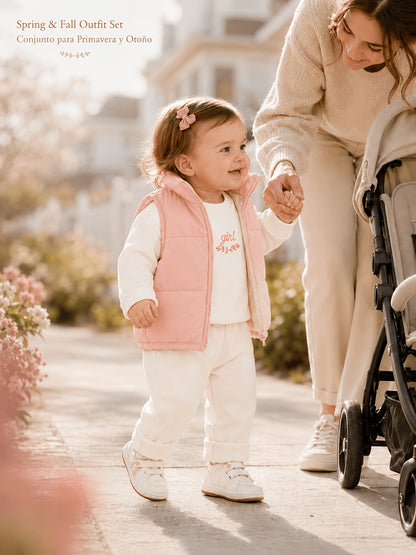 Toddler Girl 3-Piece Autumn Winter Outfit Set, Warm & Casual - ayq
