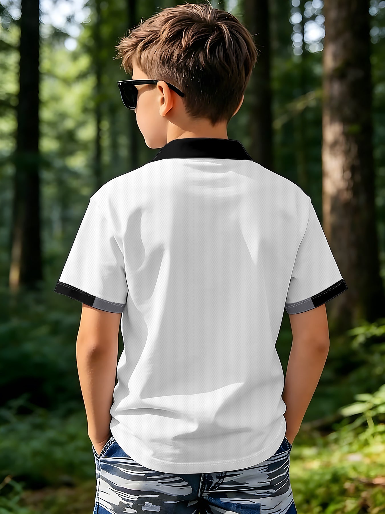 Boys' Casual Loose Fit Printed Polyester Shirt for Summer