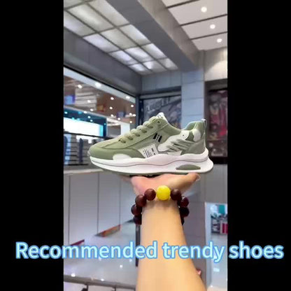 Popular New Fashionable Thick-Soled Sports Shoes for Men, Breathable, Wear-Resistant, Non-Slip, Lightweight Running Shoes, Casual Versatile