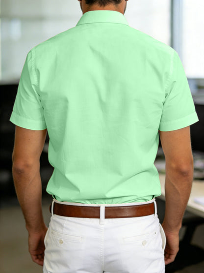 Men's 100% Cotton Short Sleeve Lapel Shirt for Summer