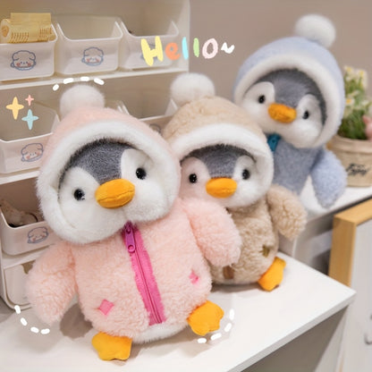 24.89 cm Penguin Plush Toy Pink Dressed Up Penguin Zippered Blue Penguin Brown Stuffed Animal Doll Holiday Gift