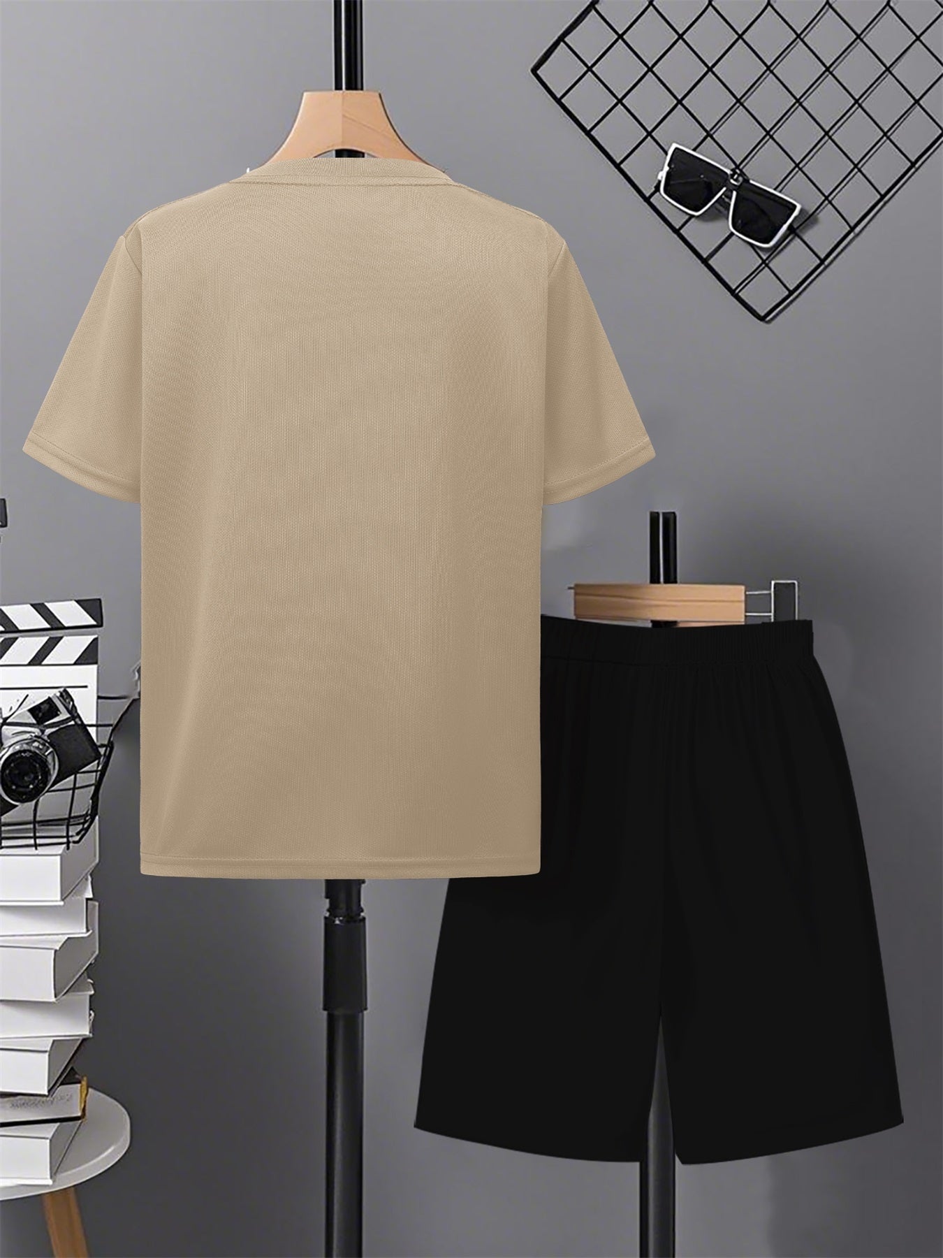 Boys' Casual Short Sleeve & Shorts Set with Geometric Print