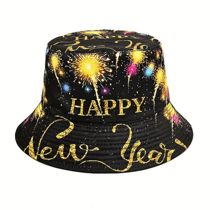 MIACAWOR Dual-Sided New Year's Bucket Hat, Lightweight & Stylish Fisherman Cap for Outdoor Parties