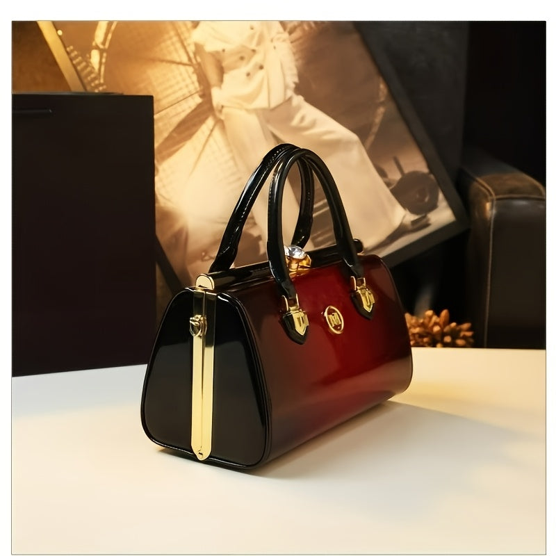 Vintage Red Crossbody Bag for Women with Rhinestone Detail