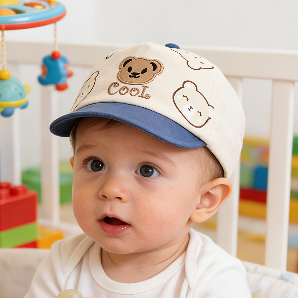 Infant Baseball Cap with Cute Bear Design for Spring Summer