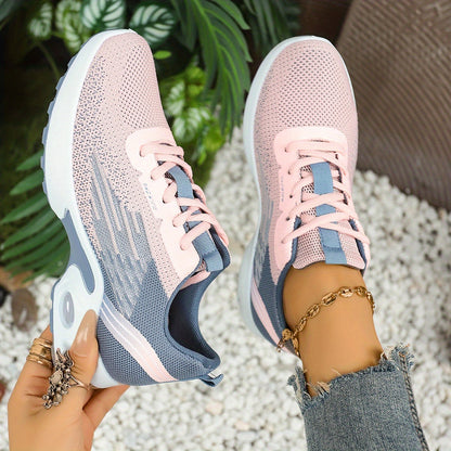 Breathable Mesh Women's Sneakers - Lightweight Soft Sole Lace-Up Low-Top Shoes with Cushioned PVC Sole for Running, Gym, Work  Travel - All-Season Comfort in Black, White, Light Blue, Pink, Grey, Ladies Sneakers, Gym Footwea