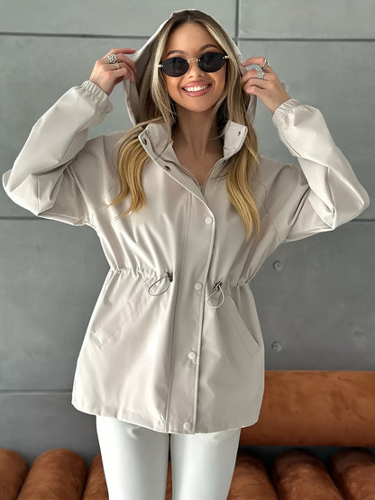 Autumn and Winter Women's Fashion Solid Color Windbreaker Jacket