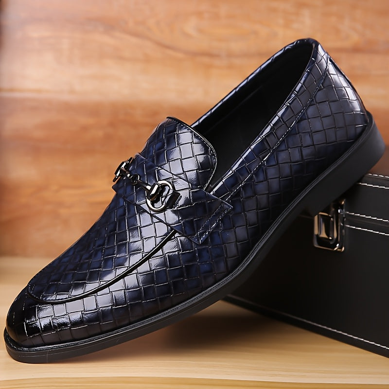 Men's Casual Business Shoes with Checkered Pattern, Slip-On Style