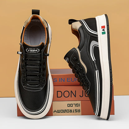 FC06 Men'S Casual Sneakers - Black  White Low-Top Lace-Up Shoes with Italian Flag Design, Faux Cover Upper, Cushioned PVC Sole, Breathable Fabric Lining for All-Season Comfort, Everyday Footwear, Modern Sneakers, Fabric Line