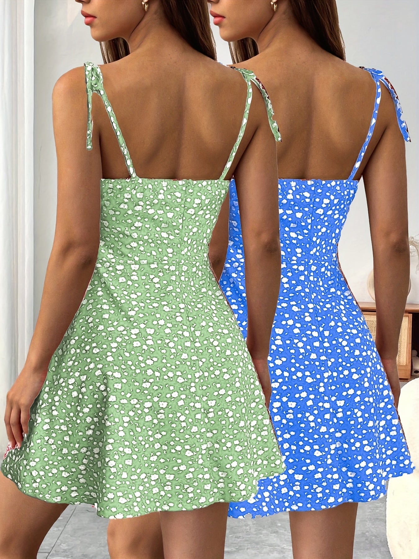 Elegant Women's Spring Mini Slip Dress with Floral Print