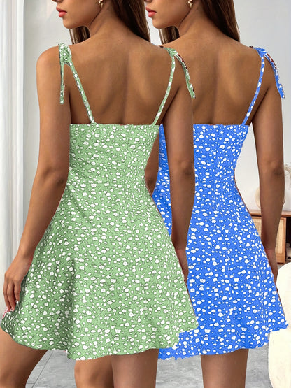 Elegant Women's Spring Mini Slip Dress with Floral Print