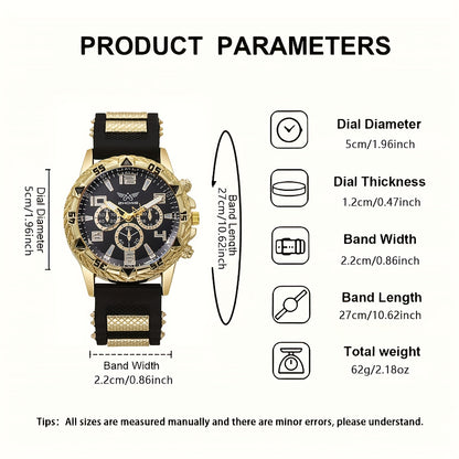 2pcs Men'S Business Fashion High-End Retro Quartz Watch, Perfect for Christmas/Valentine'S Day/Anniversary/Birthday Gifts, Essential for Trendy Men