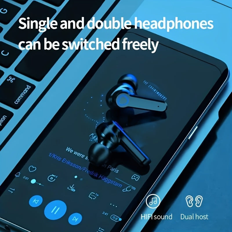 New True TWS Wireless In-Ear Headphones with Digital Display, LED, Charging Case, Wake Up Motion Theater, Noise Cancellation, Touch Control, Volume Control, Wireless, USB Charging, 800mAh Lithium Battery
