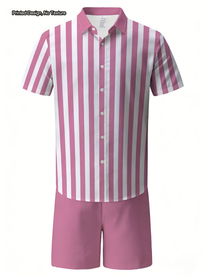 Men's Casual Summer Shirt & Shorts Set with Unique Print