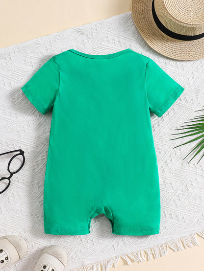 Baby Boy Summer Bodysuit with Cartoon Print - Soft Cotton Onesie