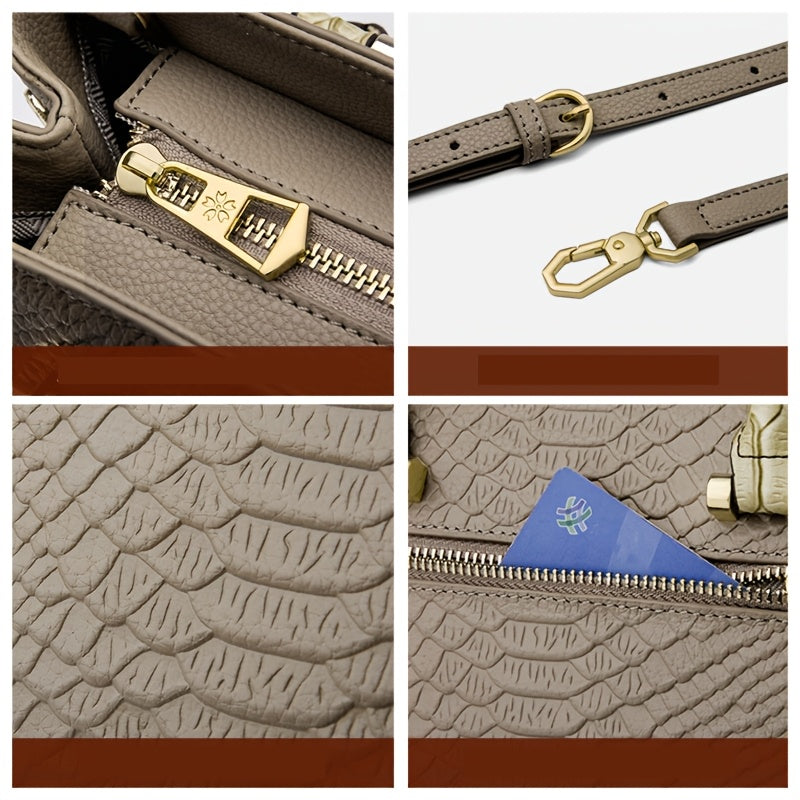 Elegant Genuine Leather Crossbody Bag for Women, Medium Size