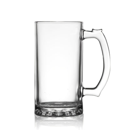 Extra Large Glass Beer Mug with Football Design and Handle