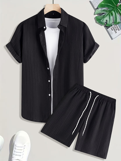 Men's Casual Short-Sleeve Shirt and Shorts Summer Set
