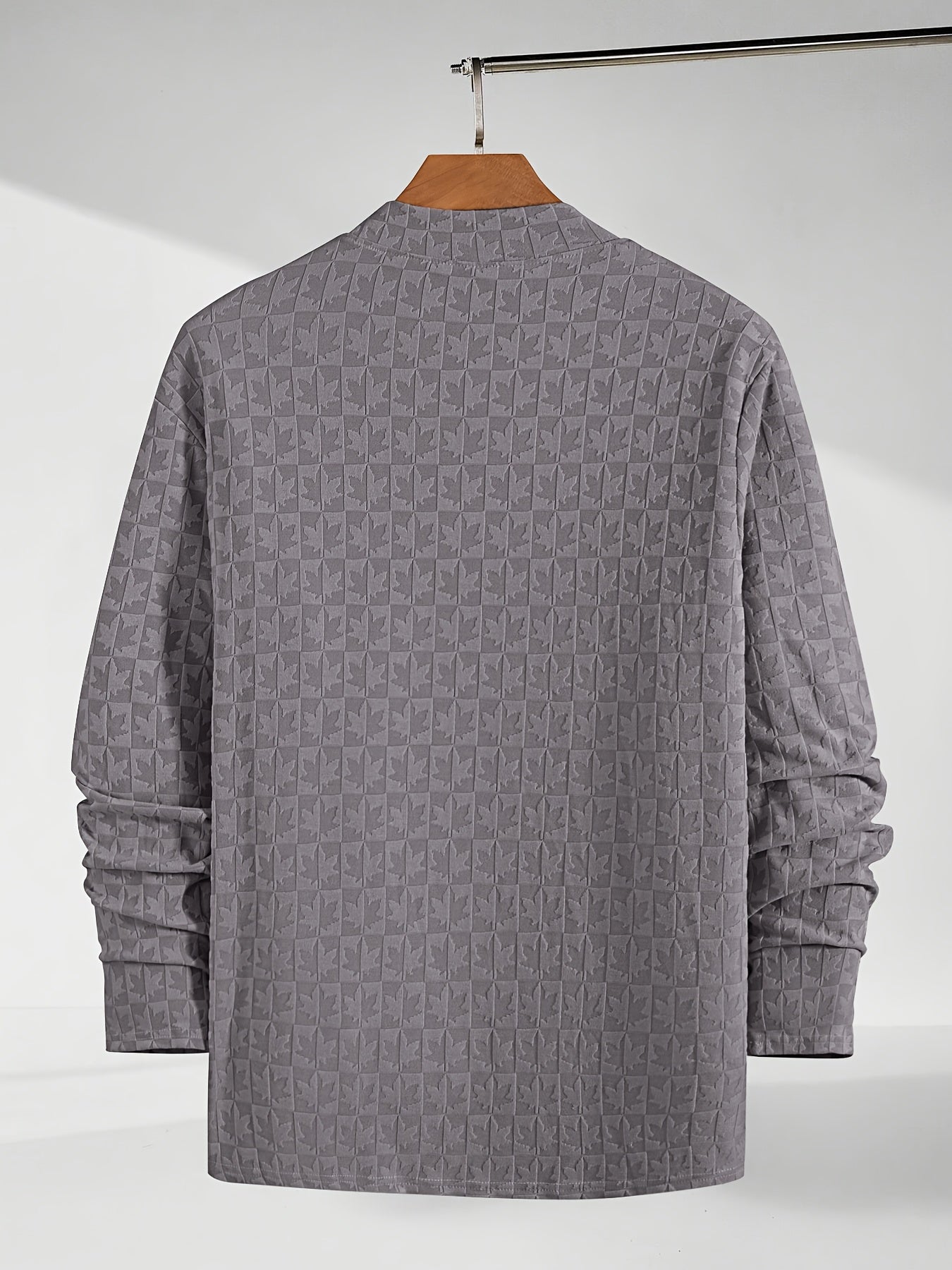 Men'S Long-Sleeve T-Shirt with a Half-High Collar, Casual Jacquard Base Layer for Outerwear, Stylish And High-Quality Top for Autumn And Winter