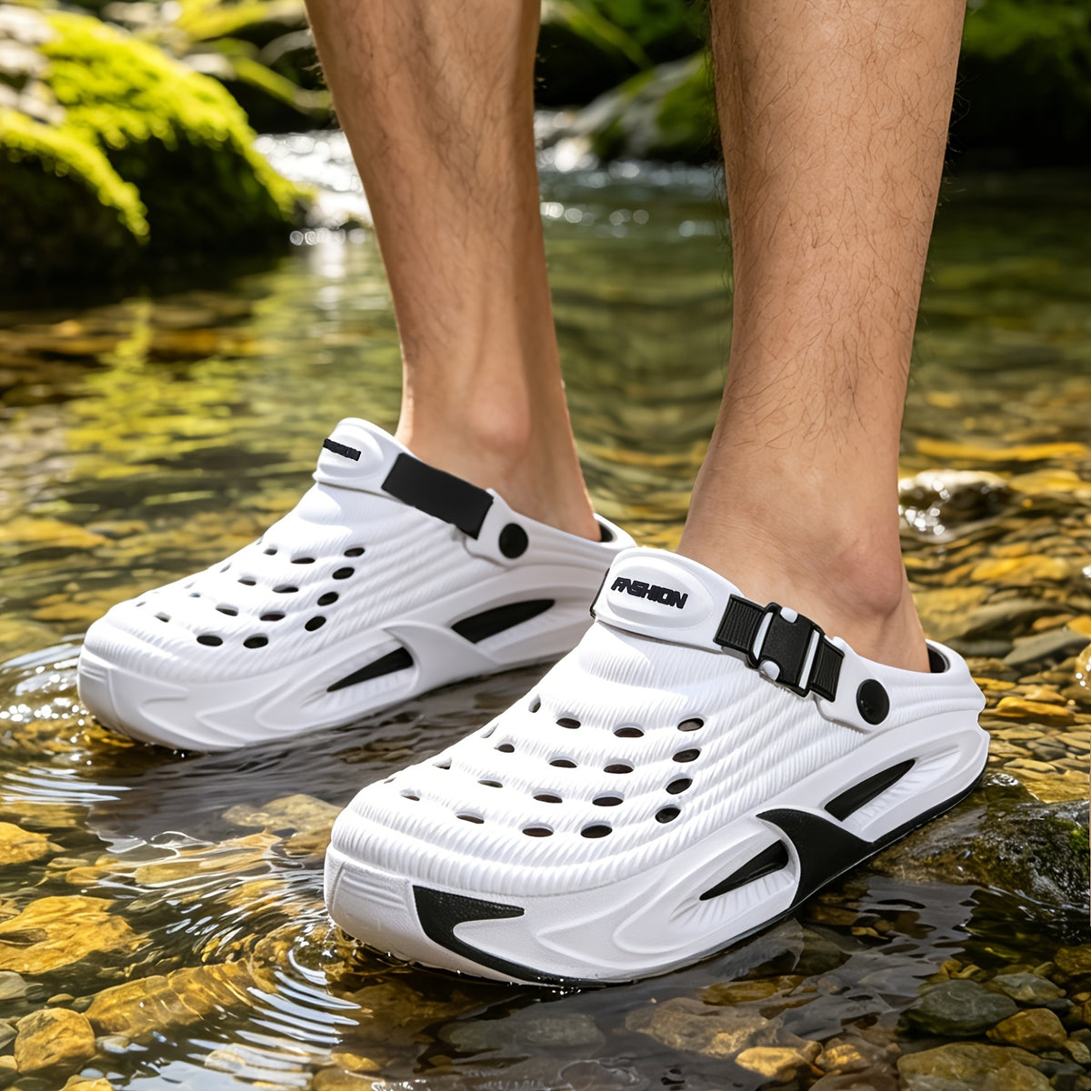 Unisex EVA Hole-Toe Slippers with Non-Slip Sole, All-Season Comfort