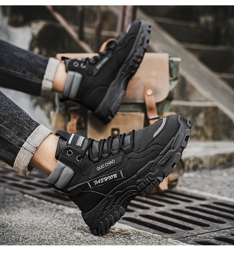 Men's High-Top Work Boots - Durable, Non-Slip, Lace-Up Casual Sneakers for All Seasons