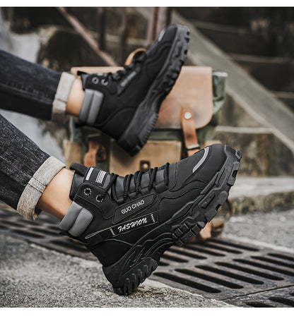 Men's High-Top Work Boots - Durable, Non-Slip, Lace-Up Casual Sneakers for All Seasons