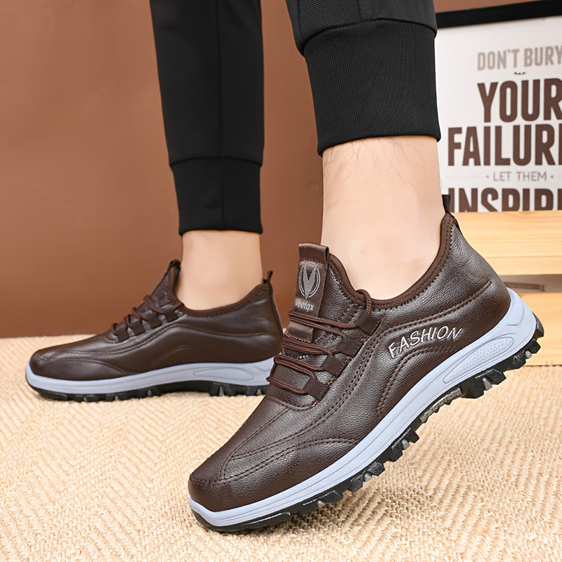 Men'S Winter Shoes - Lightweight Cold Weather Sneakers with Non-Slip Rubber Sole, Brown Formal & Casual Shoes for Dad, Everyday & Formal Events - Easy-Clean Synthetic Upper, Seasonal Footwear, Sleek Design, Comfortable Fit, L