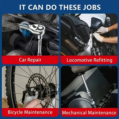 Black 46 and 121pcs of household car repair kit with plastic storage box, motorcycle repair kit, outdoor bicycle emergency bicycle repair tool, including hex wrench, universal joint, screwdriver, extension piece, slider