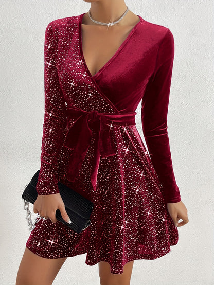 Women's Green Mermaid Dress with & Waist Tie Belt - Sparkling A-Line -Length Formal Party Wedding Gown, Fitted Silhouette, Machine Washable Elegant Evening Dress