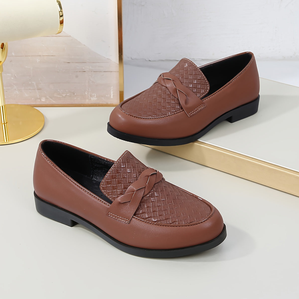Boys' English Style Plaid Loafers Soft Sole Casual Shoes