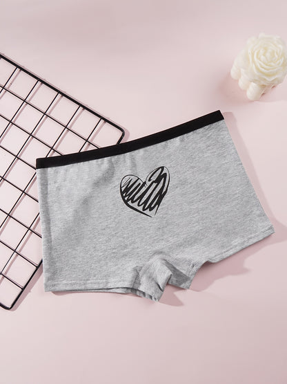 Girls' Cotton Mid-Rise Boxers Set with Cute Cartoon Prints