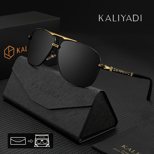 Men's Classic Polarized Sunglasses with Case - Casual Metal Frame