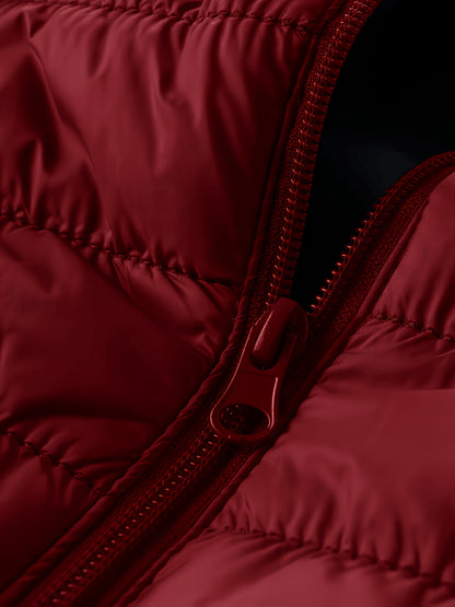 Men's Quilted Hooded Jacket with Ribbed Cuffs for Winter