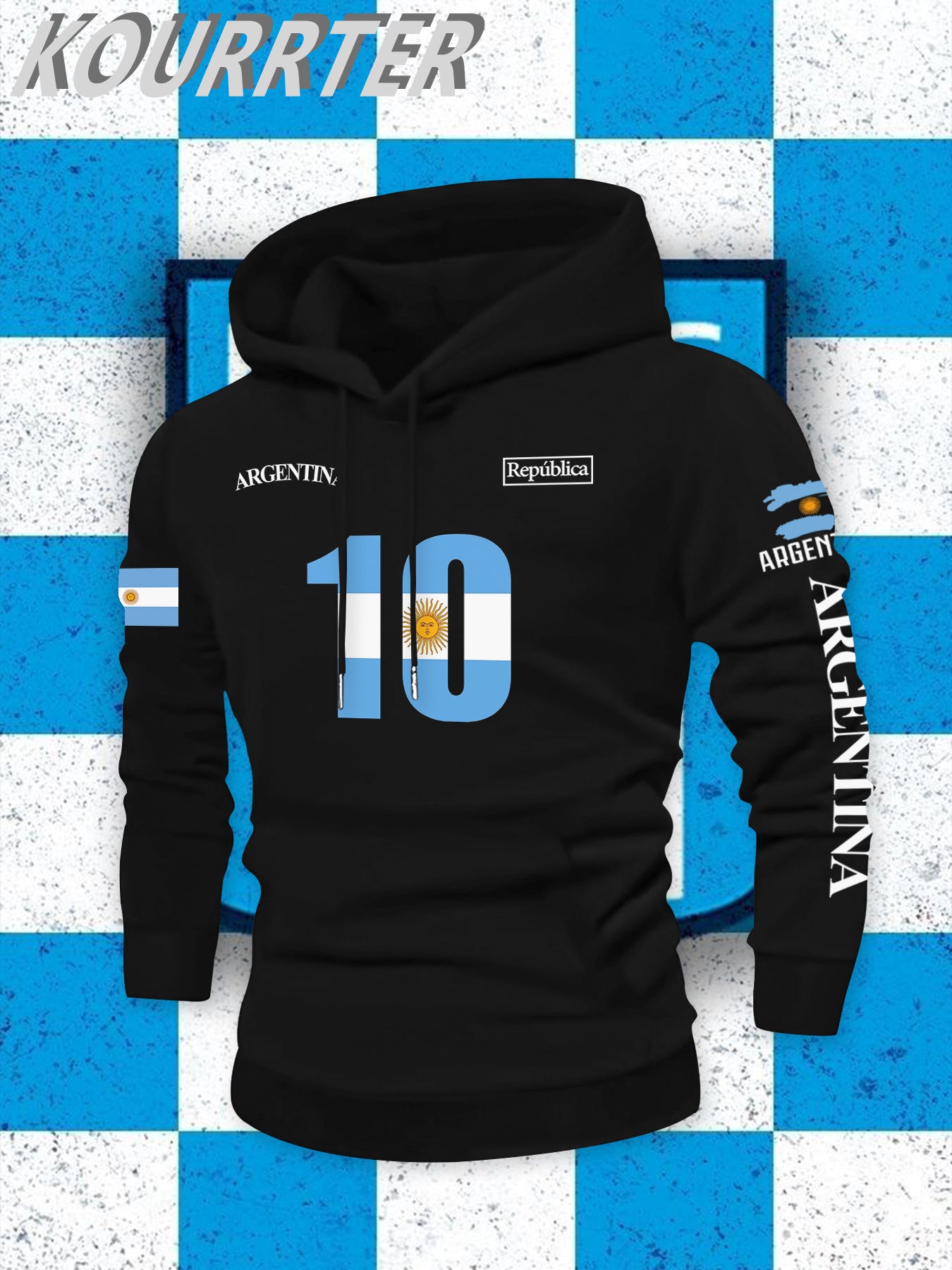 Men's Argentina Flag Hooded Sweatshirt - Casual Winter Pullover