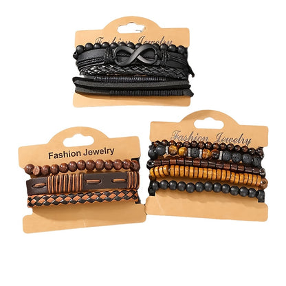 A Set of 12 Stylish Bracelets for Men, Suitable for Everyday Wear And Parties, Featuring Handcrafted Vintage Woven Designs.