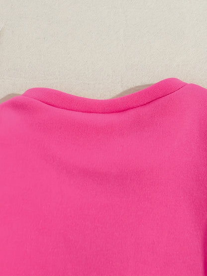 Tween Girls' Autumn/Winter Letter Embossed Warm Lined Sweatshirt and Joggers, Perfect for Outdoor