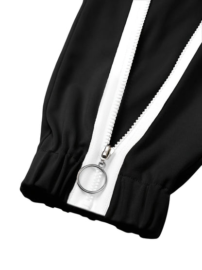 Cross-Border Women'S Two-Piece Set with Zip Long-Sleeve Top And Pants Featuring a Patchwork Zip Design, Casual Outfit