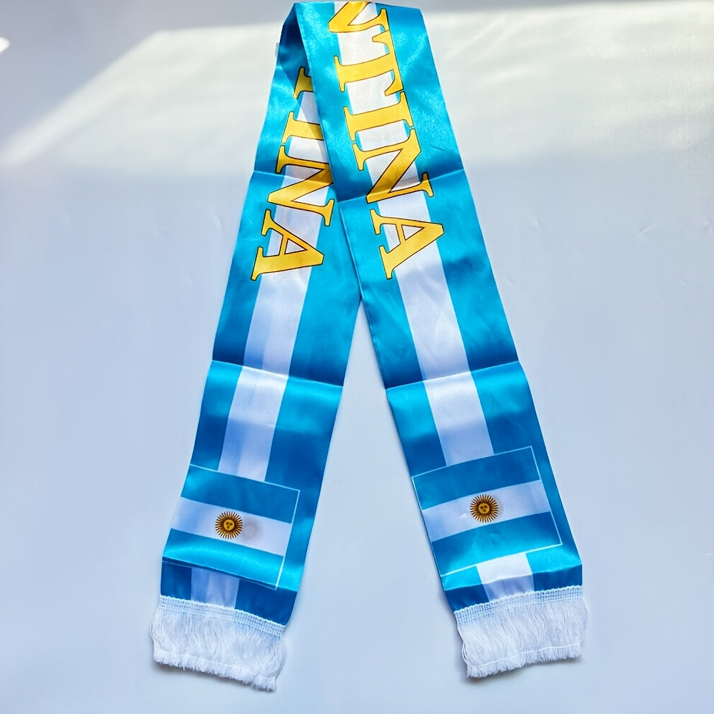 Argentina Tassel Scarf Flag Double-Sided Satin 14x135cm