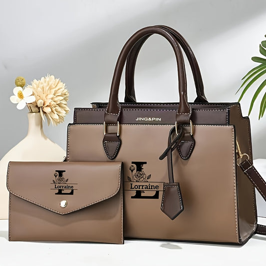 Elegant Black Women's Shoulder Bag Set with Custom Logo