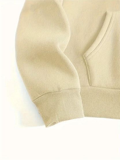 New Arrival Gray Print Women's Hooded Drawstring Sweatshirt and Pants Set, Autumn/Winter Warm Long-Sleeve Pullover with Hat, Machine-Washable Polyester, Versatile Outfit