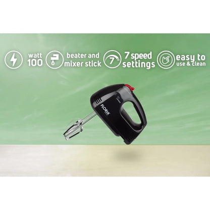 Floria Black Hand Mixer with 7 Speeds and 1000W Power
