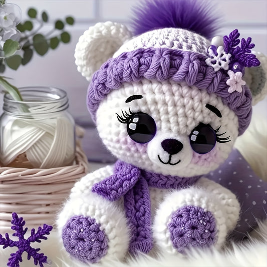 Vioiv 1pc Cute Bear Polar Bear Beginner Animal Doll Crochet Set, Adult Beginner Crochet Set, PDF File with Step by Step Text Tutorial, Dragon DIY Knitting Set, Cute and Humorous Home Decoration Decoration, Birthday and Valent