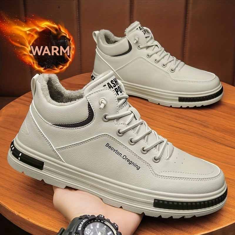 Men's Winter Lace-Up Short Snow Boots for Outdoor and Casual Wear