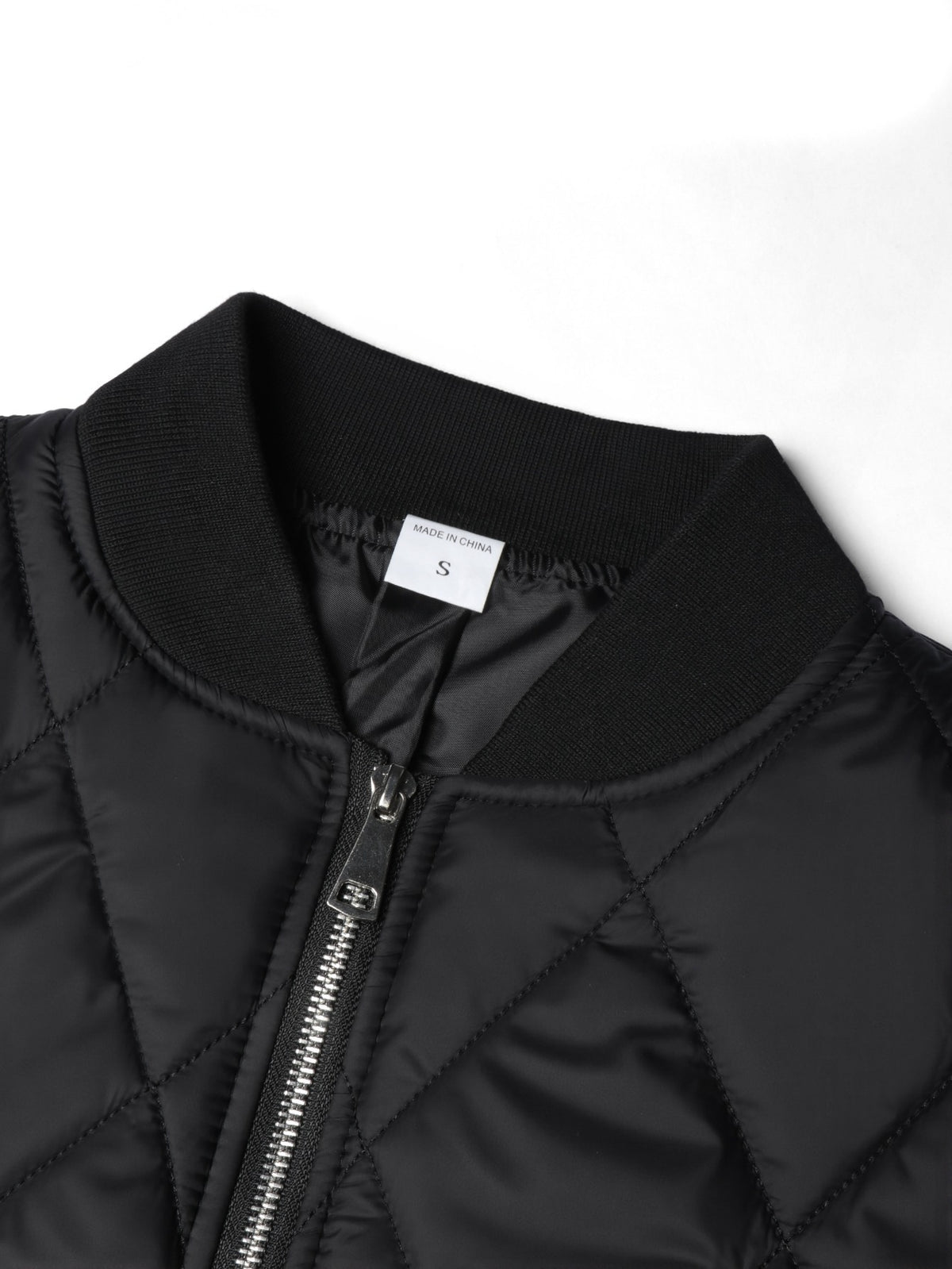 Men's Black Quilted Casual Jacket with Stylish Letter Print