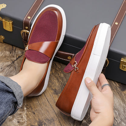 Men's British Style Loafers Casual Patchwork Slip-On Shoes