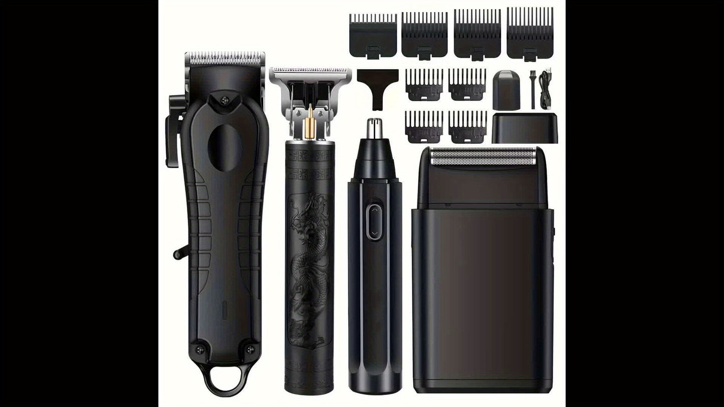 1pc/4pcs Men'S Grooming Kit, Hair Clipper, Electric Shaver, Nose Trimmer, Beard Trimmer, USB Rechargeable Multi-Functional Haircutting Set, Perfect for Beard and Hair Trimming, Travel Essentials, Father'S Day Gift - ayq