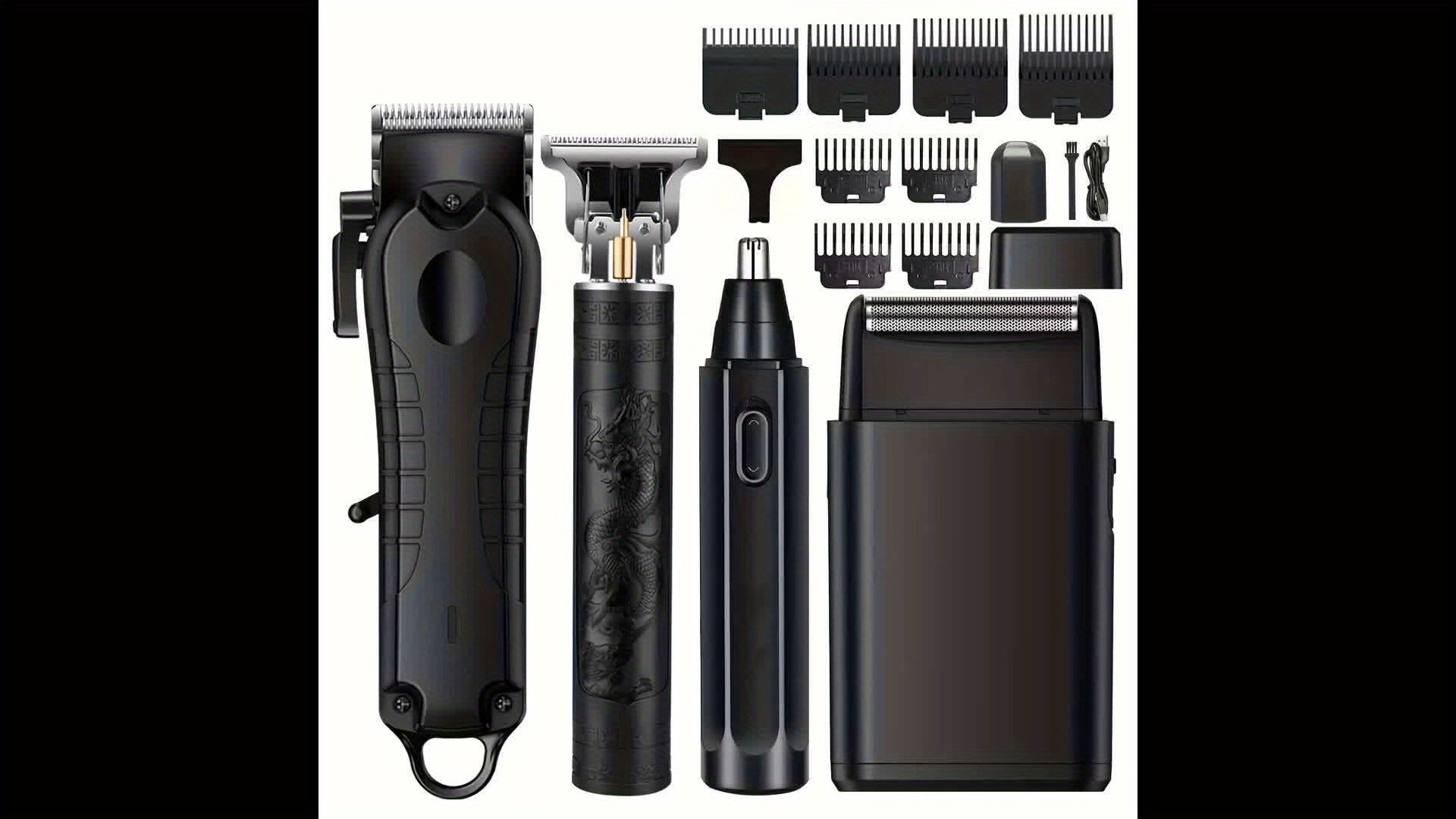 1pc/4pcs Men'S Grooming Kit, Hair Clipper, Electric Shaver, Nose Trimmer, Beard Trimmer, USB Rechargeable Multi-Functional Haircutting Set, Perfect for Beard and Hair Trimming, Travel Essentials, Father'S Day Gift - ayq