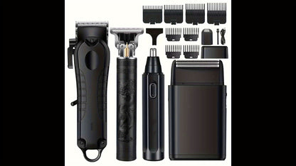 1pc/4pcs Men'S Grooming Kit, Hair Clipper, Electric Shaver, Nose Trimmer, Beard Trimmer, USB Rechargeable Multi-Functional Haircutting Set, Perfect for Beard and Hair Trimming, Travel Essentials, Father'S Day Gift - ayq